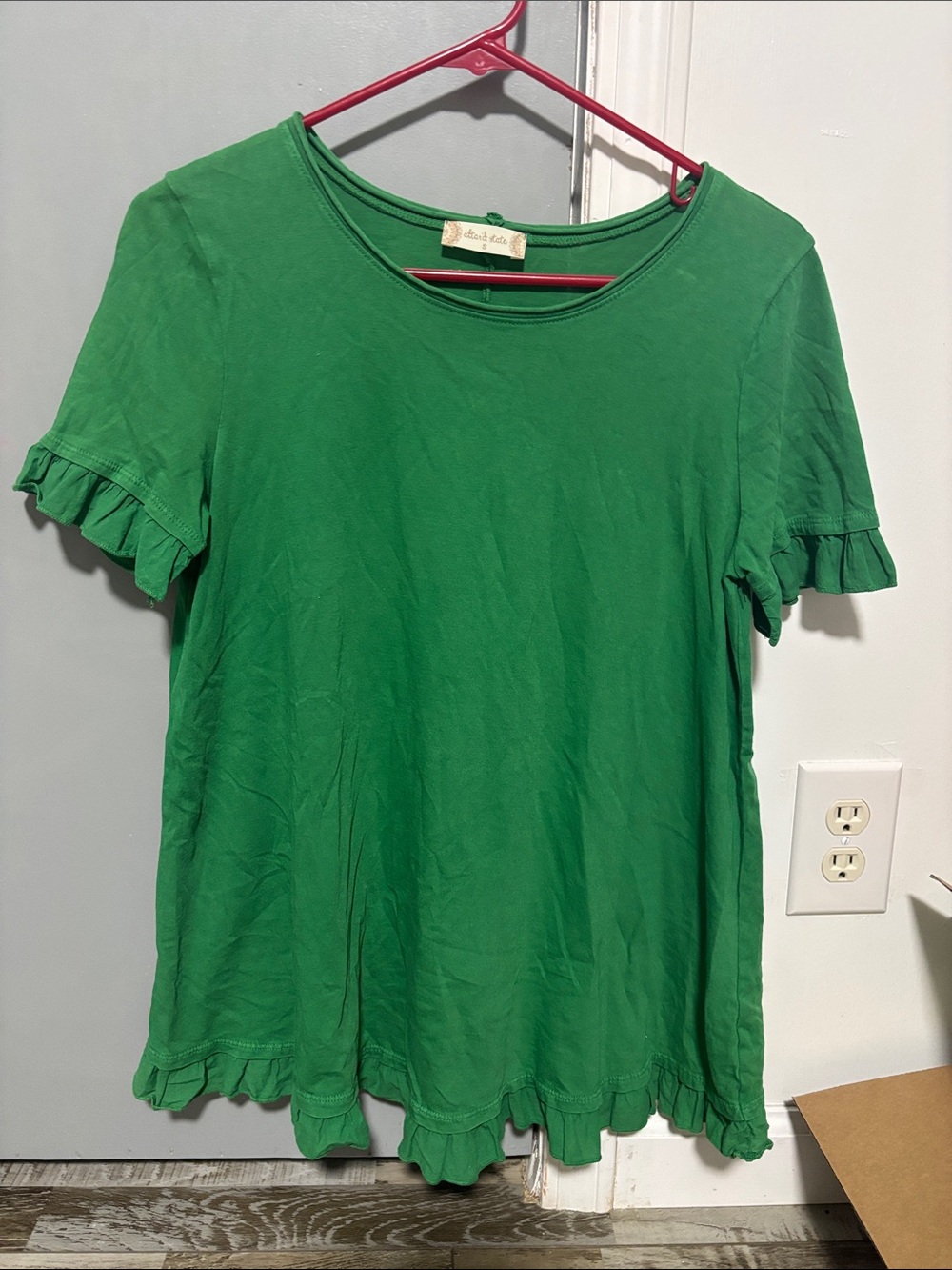 Green Ruffle Sleeve Women's Top